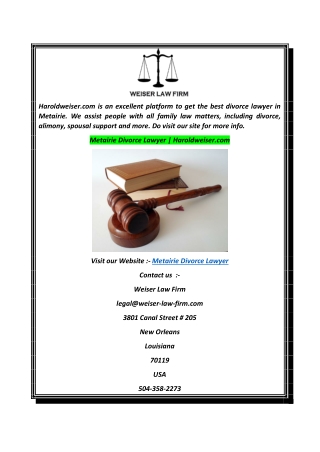 Metairie Divorce Lawyer  Haroldweiser.com