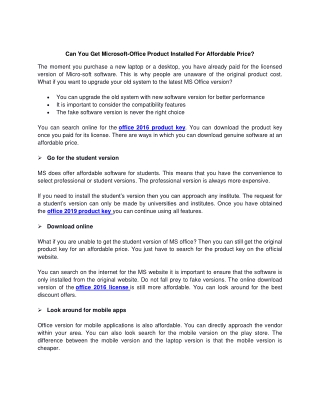 Can You Get Microsoft-Office Product Installed For Affordable Price?
