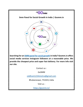Smm Panel for Social Growth in India | Gosmm.in