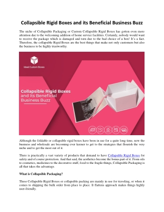 Collapsible Rigid Boxes and its Beneficial Business Buzz