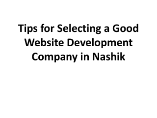 Tips for Selecting a Good Website Development Company in Nashik