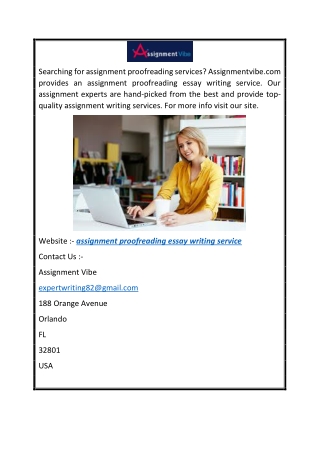 Assignment Proofreading Essay Writing Service  Assignmentvibe.com