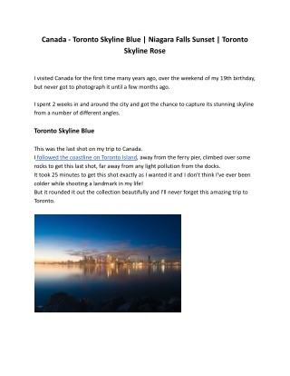 Canada - Toronto Skyline Blue _ Niagara Falls Sunset _ Toronto Skyline Rose
