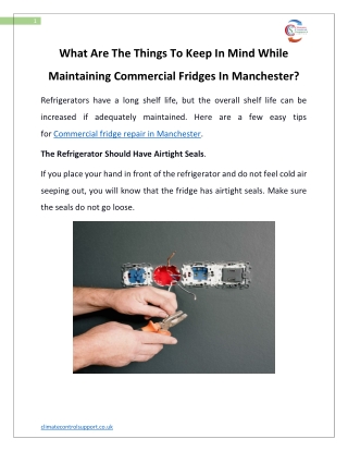 What Are The Things To Keep In Mind While Maintaining Commercial Fridges In Manc