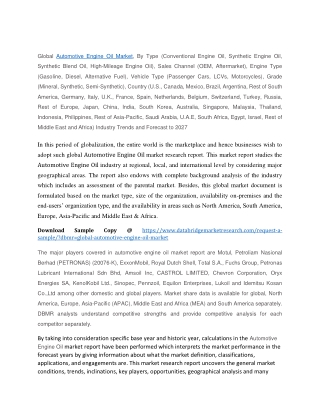 Automotive Engine Oil Market Trends