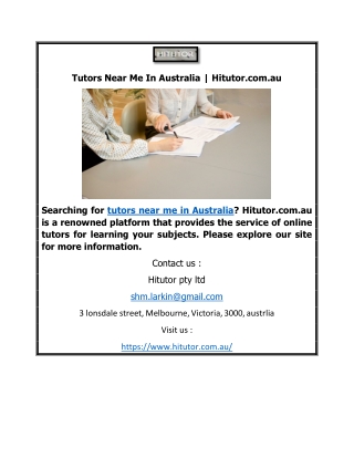 Tutors Near Me In Australia  Hitutor.com.au