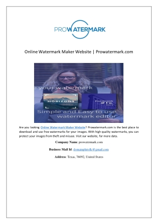 Online Watermark Maker Website | Prowatermark.com