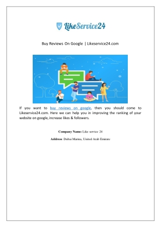 Buy Reviews On Google | Likeservice24.com