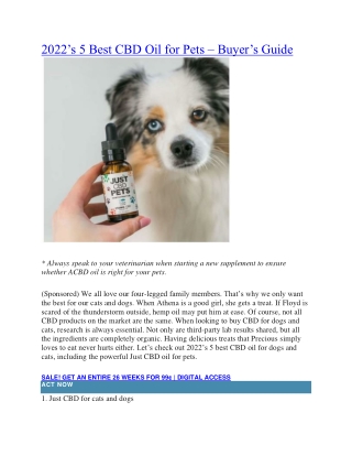 2022’s 5 Best CBD Oil for Pets – Buyer’s Guide