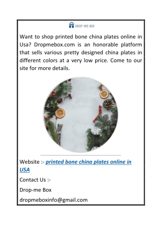 Printed Bone China Plates Online In Usa  Dropmebox.com