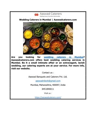 Wedding Caterers in Mumbai | Aaswadcaterers.com