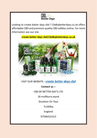 create better days cbd|Cbdbybetterdays.co.uk