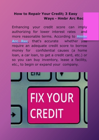 How to Repair Your Credit; 3 Easy Ways - Hmbr Arc Rec
