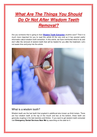 What Are The Things You Should Do Or Not After Wisdom Teeth Removal