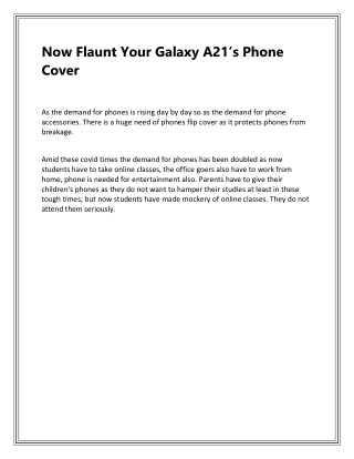 Now Flaunt Your Galaxy A21’s Phone Cover
