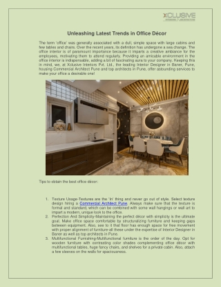 Unleashing Latest Trends in Office Décor