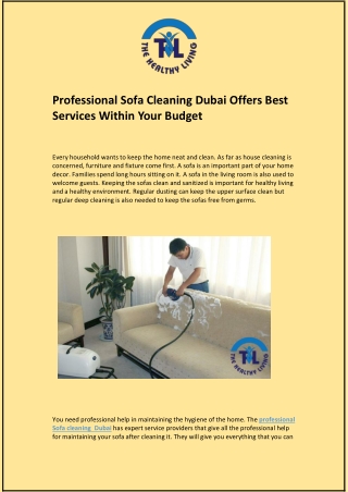 Professional Sofa Cleaning Dubai Offers Best Services Within Your Budget
