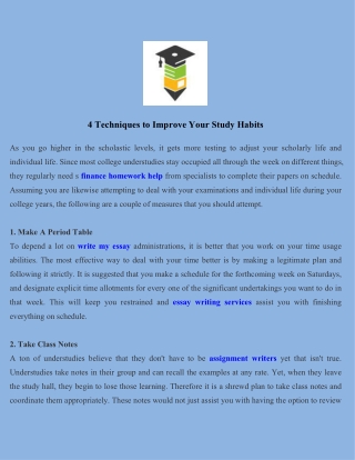 4 Techniques To Improve Your Study Habits