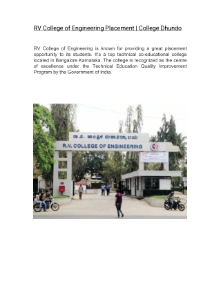 RV College of Engineering Placement | College Dhundo