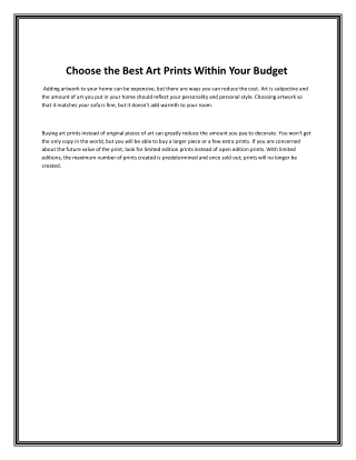 Choose the Best Art Prints Within Your Budget (1)