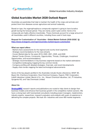 Global Acaricides Industry Report Key Players Analysis