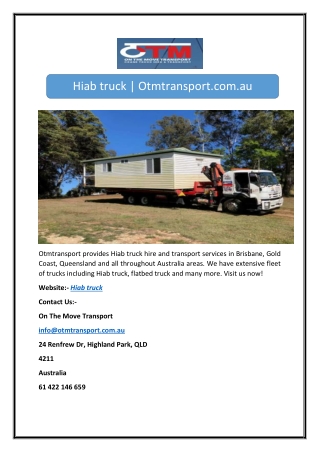 Hiab truck | Otmtransport.com.au