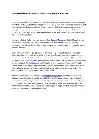 Mpoweredwomen - Signs of menopause Symptoms by age