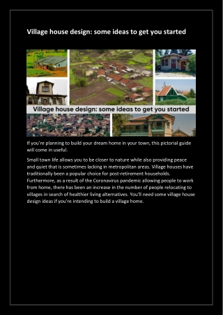 Village house design: some ideas to get you started