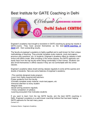 GATE coaching in Delhi for Exam Preparation