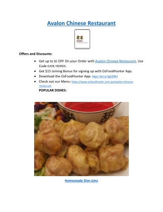 5% off - Avalon Chinese Restaurant NSW | Takeaway & Delivery