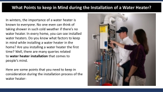 What Points to keep in Mind during the Installation of a Water Heater?