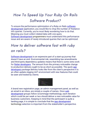 How To Speed Up Your Ruby On Rails Software Product