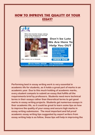 HOW TO IMPROVE THE QUALITY OF YOUR ESSAY
