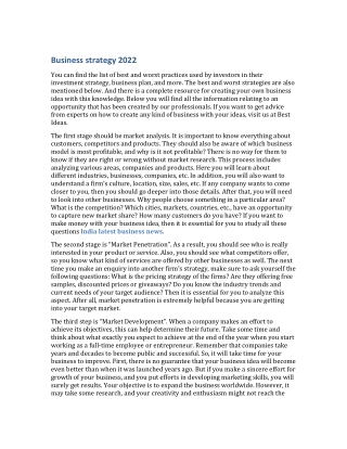 business strategy 2022