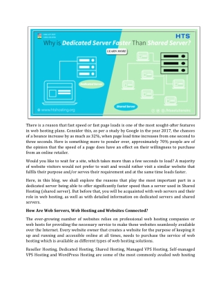 Why is Dedicated Server Faster Than Shared Server