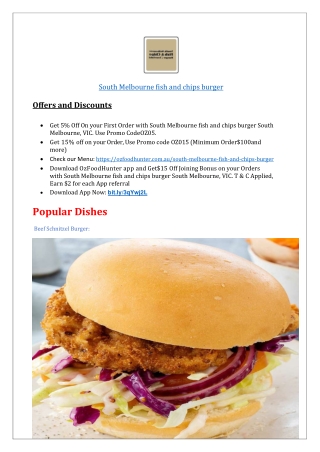 $5 South Melbourne fish and chips burger Takeaway,VIC