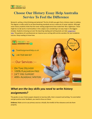 Choose Our History Essay Help Australia Service To Feel the