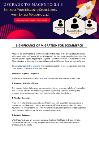 SIGNIFICANCE OF MIGRATION FOR ECOMMERCE