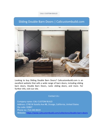 Sliding Double Barn Doors | Calicustombuild.com