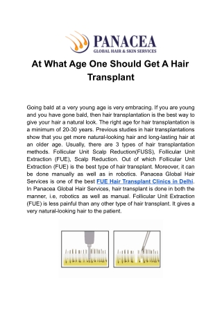 At What Age One Should Get A Hair Transplant