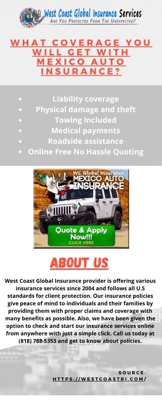 What coverage you will get with Mexico Auto Insurance