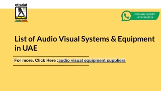List of Audio Visual Systems & Equipment in UAE