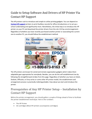 Guide to Setup Software And Drivers of HP Printer Via Contact HP Support-converted