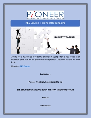 RES Course | pioneertraining.org