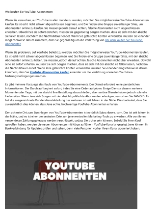 Bei wem kaufen Sie YouTube-Abonnenten