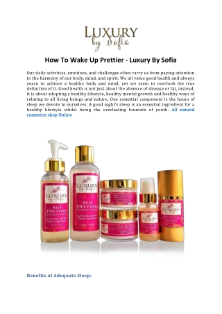 How To Wake Up Prettier - Luxury By Sofia