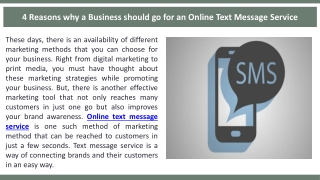 4 Reasons why a Business should go for an Online Text Message Service