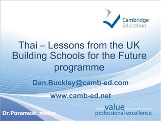 Thai Lessons from the UK Building Schools for the Future programme