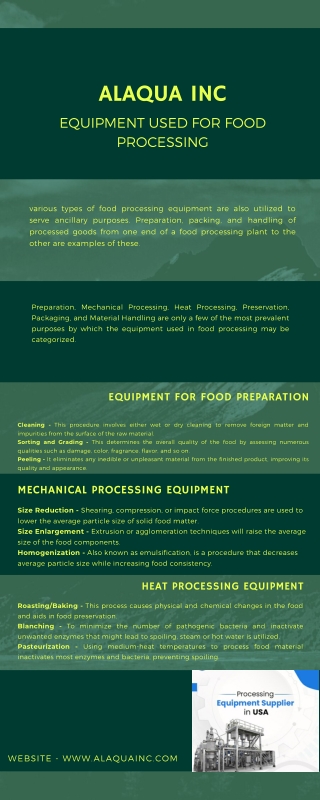 Equipment Used in Food Processing Industry - Infographics - Alaqua INC