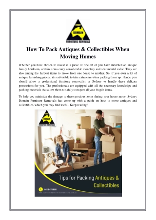 How To Pack Antiques & Collectibles When Moving Homes